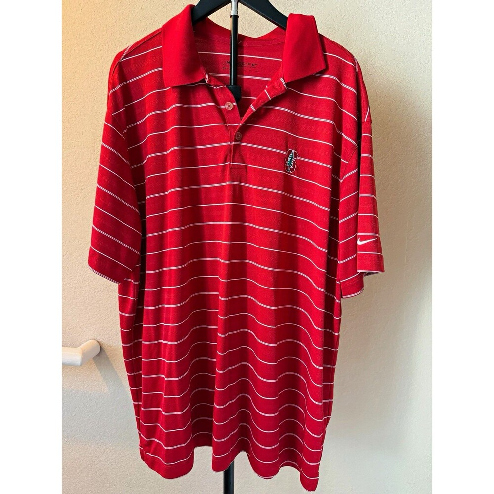 Stanford Cardinal Nike Golf Dri-FIT Polo Men's XXL Red Striped NCAA Shirt